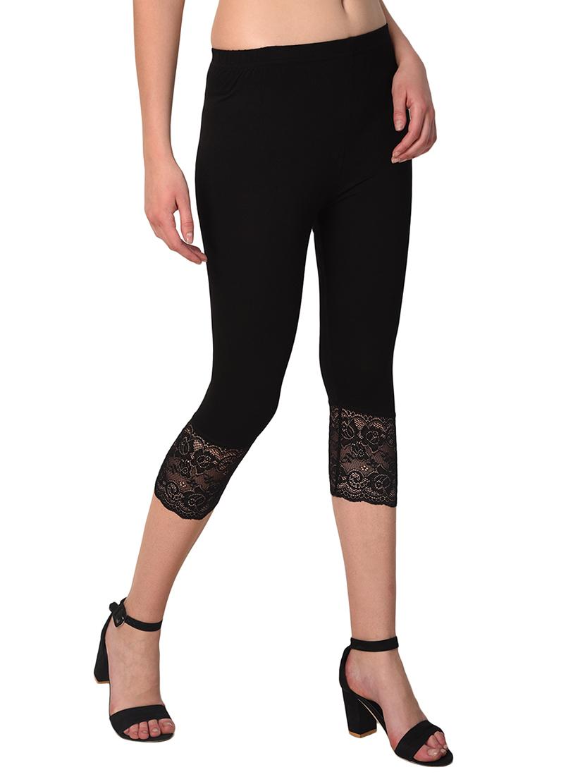set of black solid leggings capri - 15258675 - Standard Image - 2