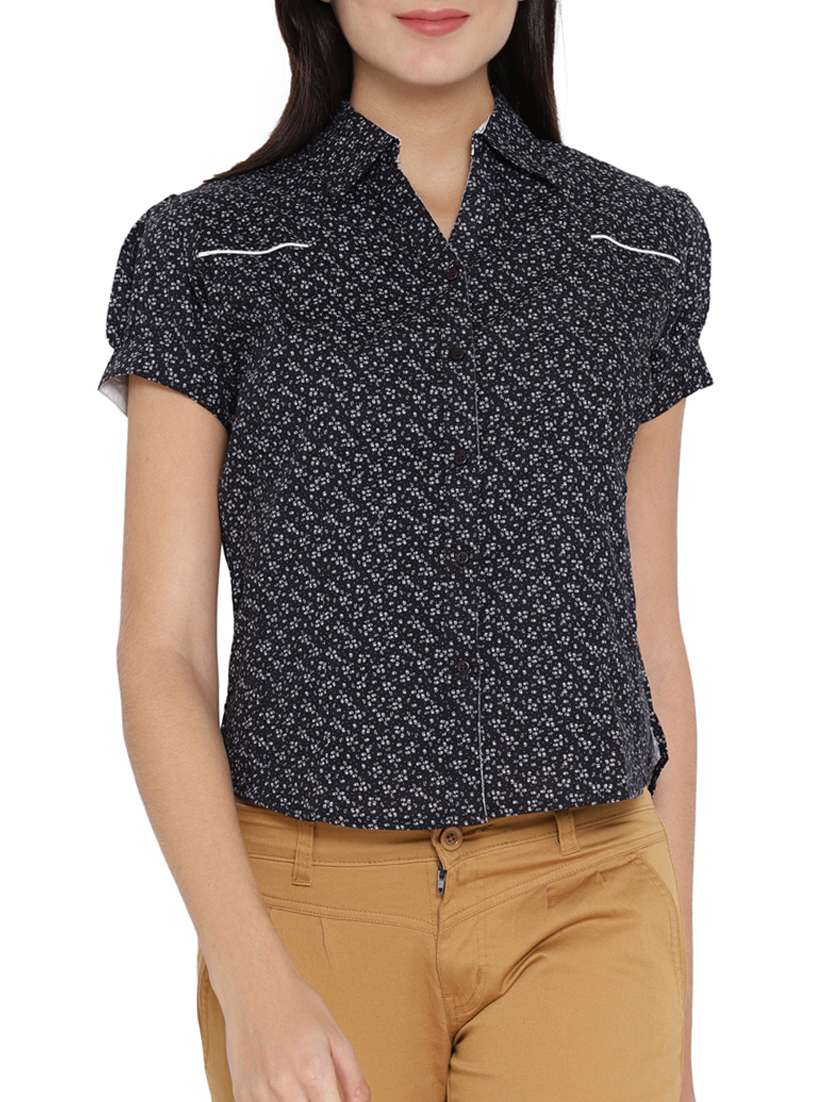 black cotton printed shirt