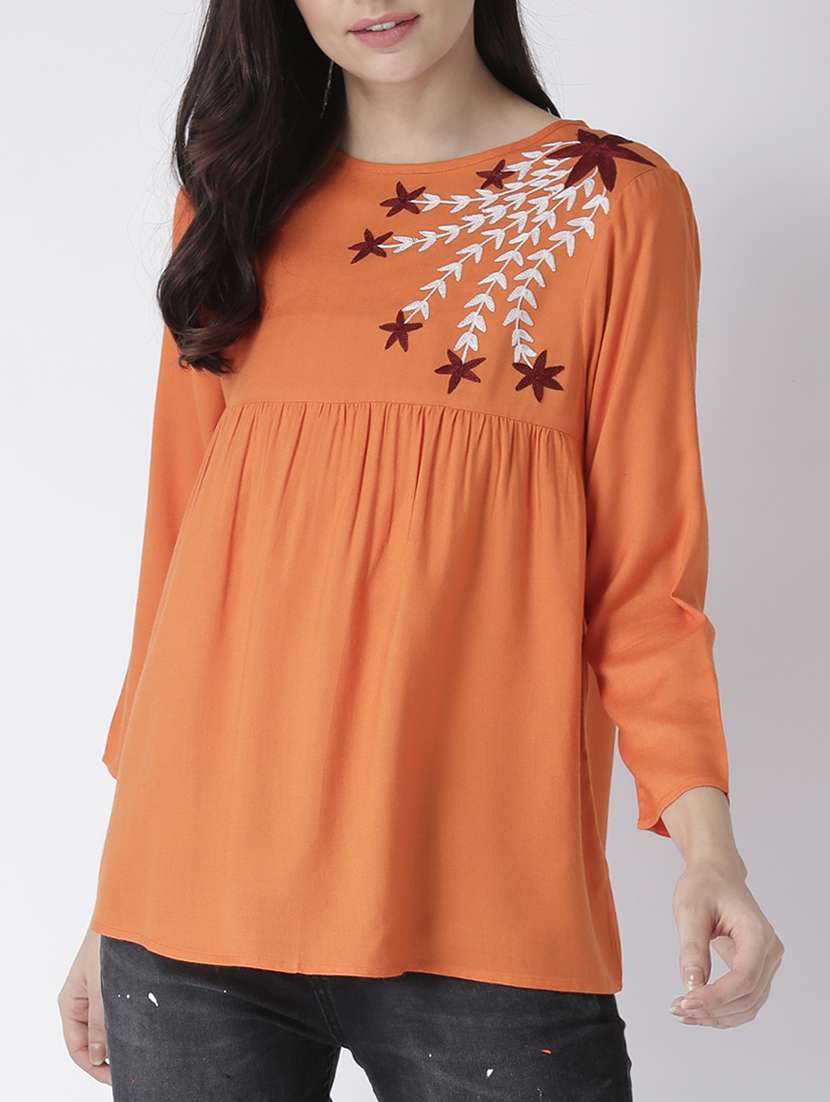 women's straight round neck top