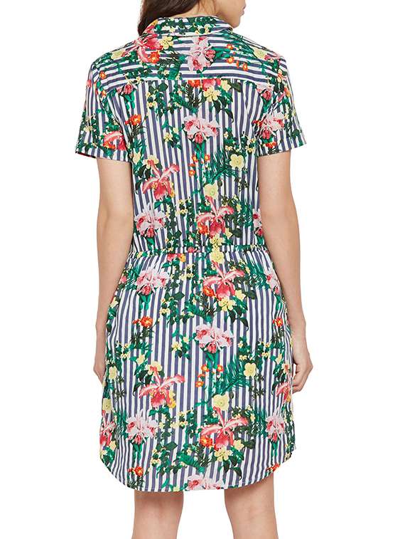 green printed cotton a-line dress - 15260719 - Standard Image - 2