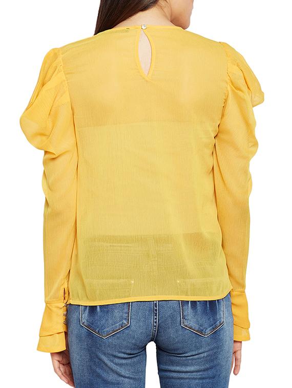 cowl sleeved sheer top - 15260825 - Standard Image - 2