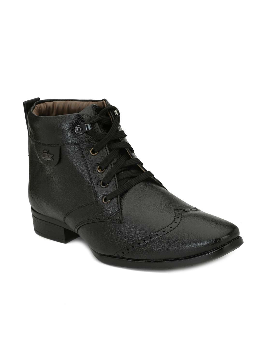 black leatherette lace-up derby
