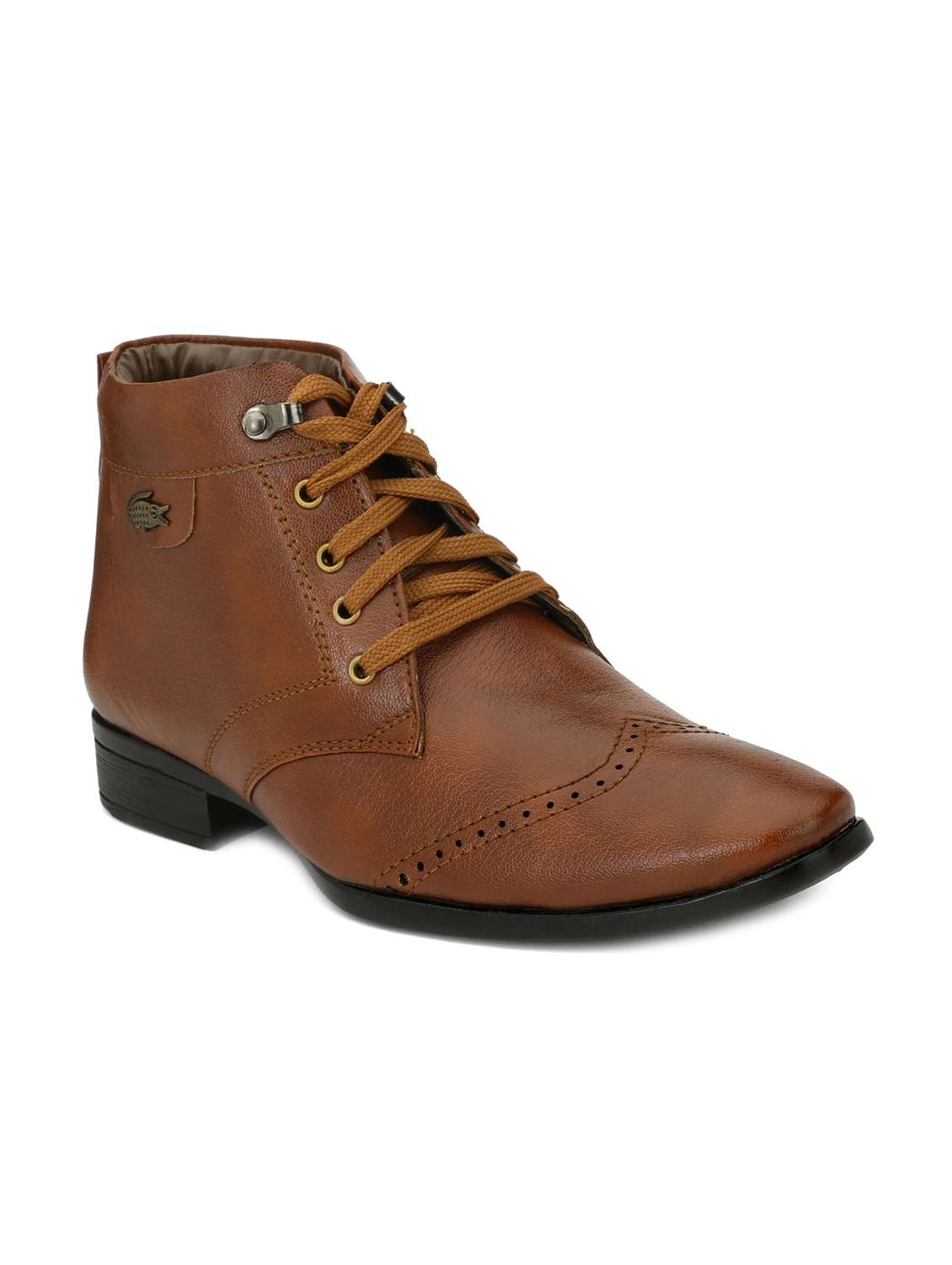 tan leatherette lace-up derby