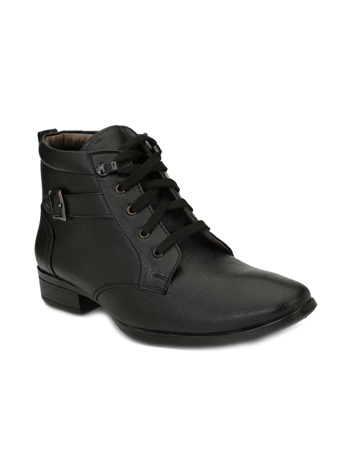 black leatherette lace-up derby