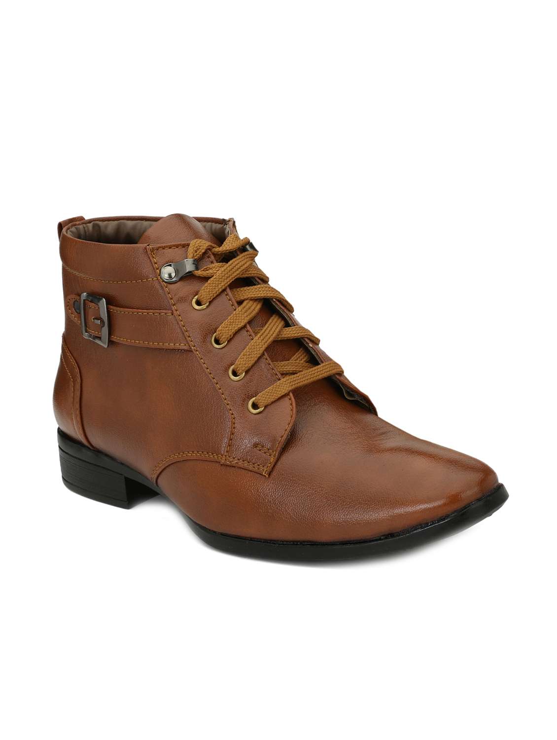 tan leatherette lace-up derby