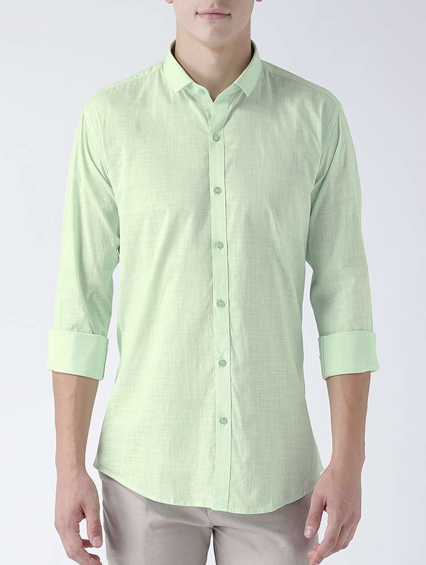 green cotton casual shirt