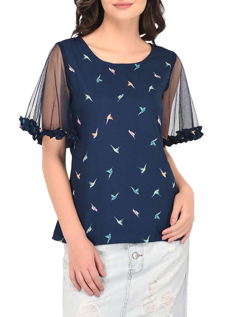 women's straight round neck top