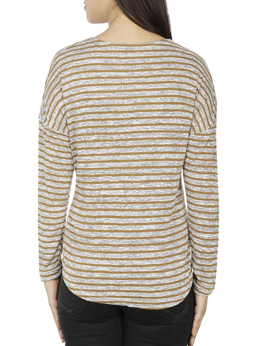 striped drop shoulder sleeve top - 15262268 - Standard Image - 2