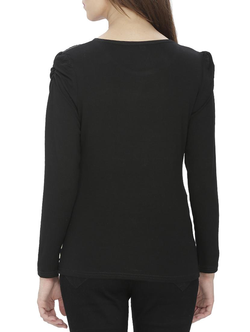 mesh embellished yoke printed top - 15263452 - Standard Image - 2