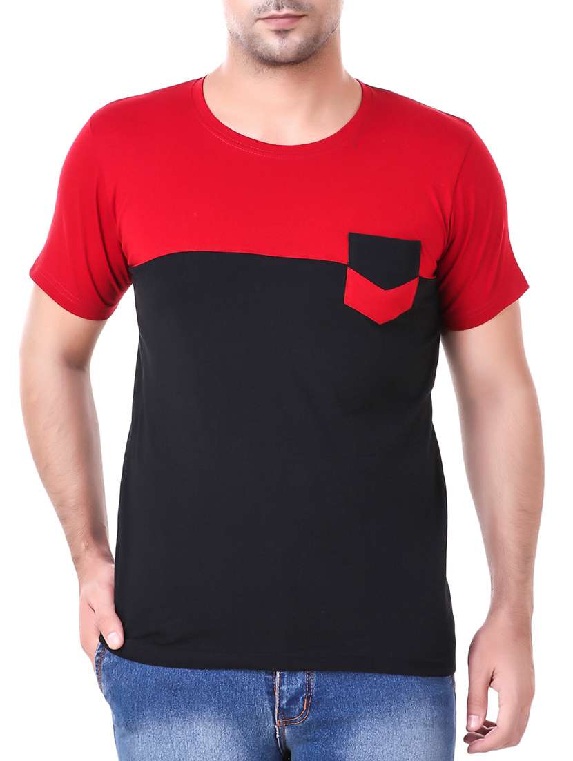 black color block pocket t-shirt