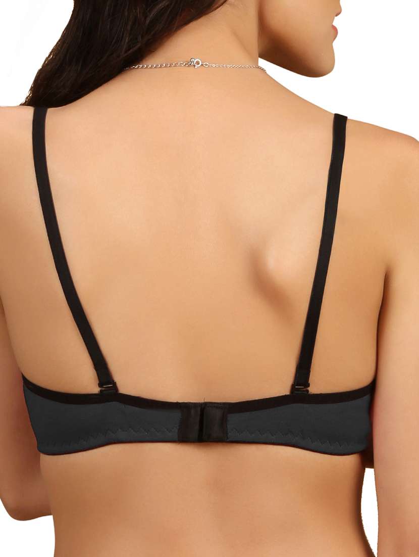 grey solid cotton bra - 15264267 -  Standard Image - 2