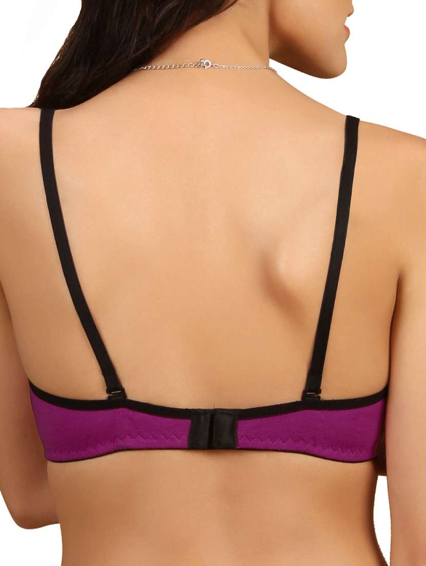 purple solid cotton bra - 15264268 -  Standard Image - 2