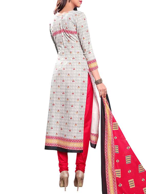 white cotton unstitched suit - 15264939 -  Standard Image - 2