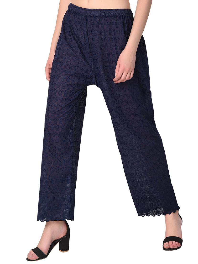blue cotton combo palazzo - 15265286 - Standard Image - 2