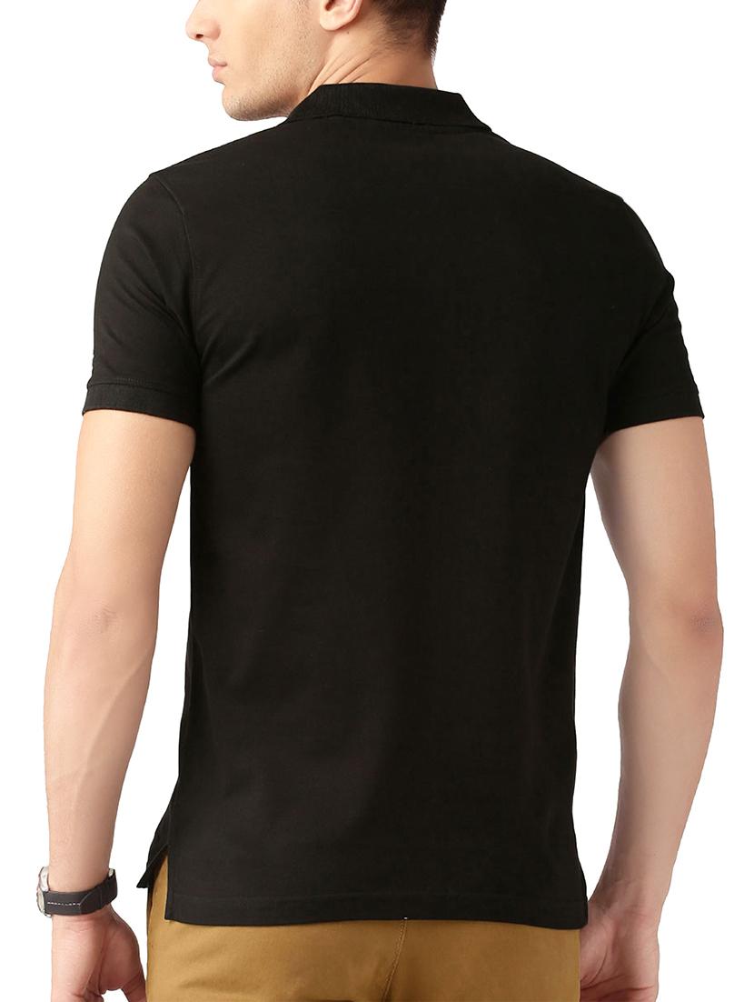 black solid polo t-shirt - 15266259 - Standard Image - 2