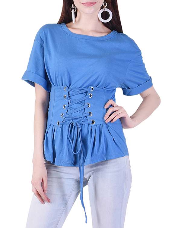 corset front tie up detail top