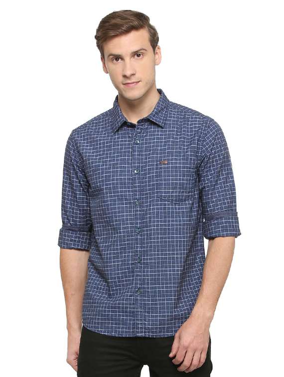 blue cotton casual shirt