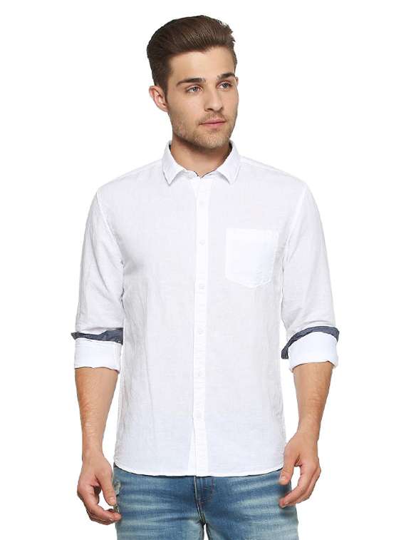 white cotton casual shirt