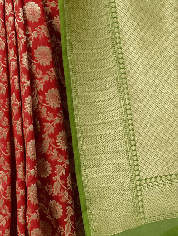 zari floral banarasi saree with blouse - 15270624 - Standard Image - 2