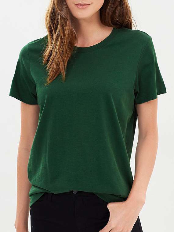 green solid cotton tee