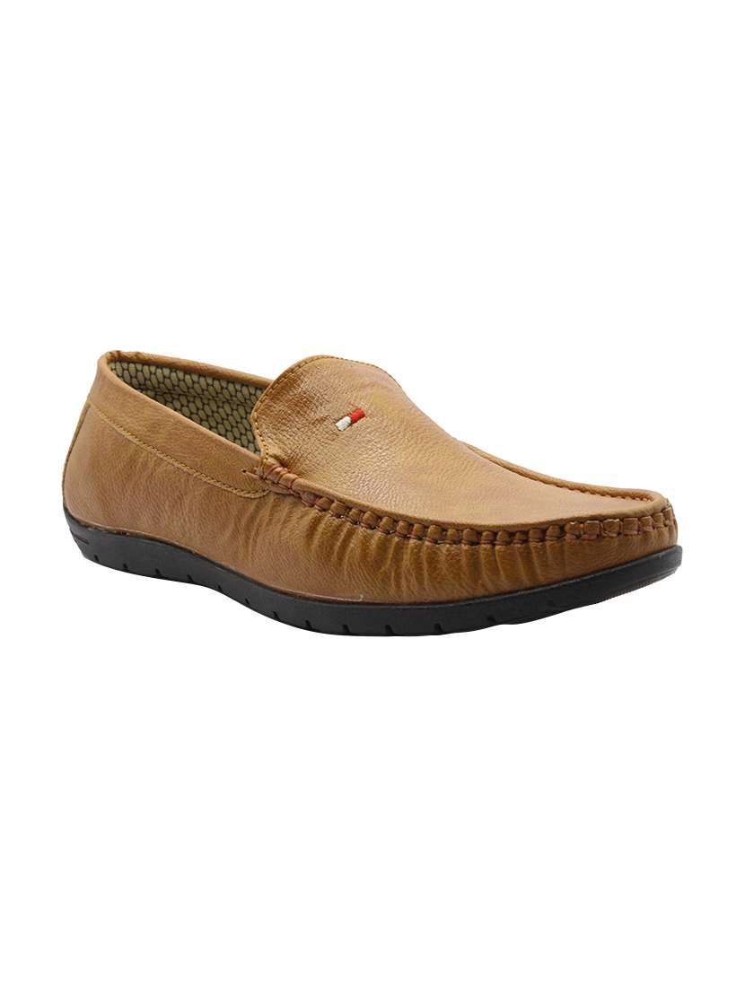 brown leatherette slip on loafer