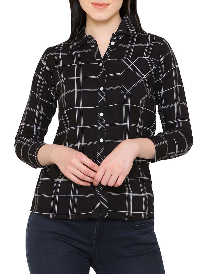 black rayon checkered shirt