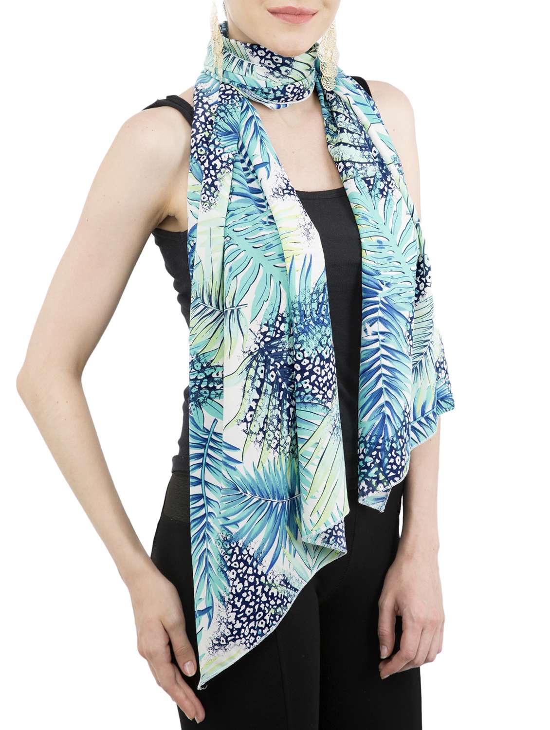 blue crepe scarf