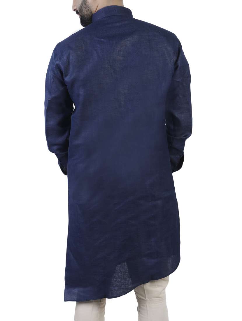 men solid mandarin neck asymmetric kurta - 15277348 -  Standard Image - 2