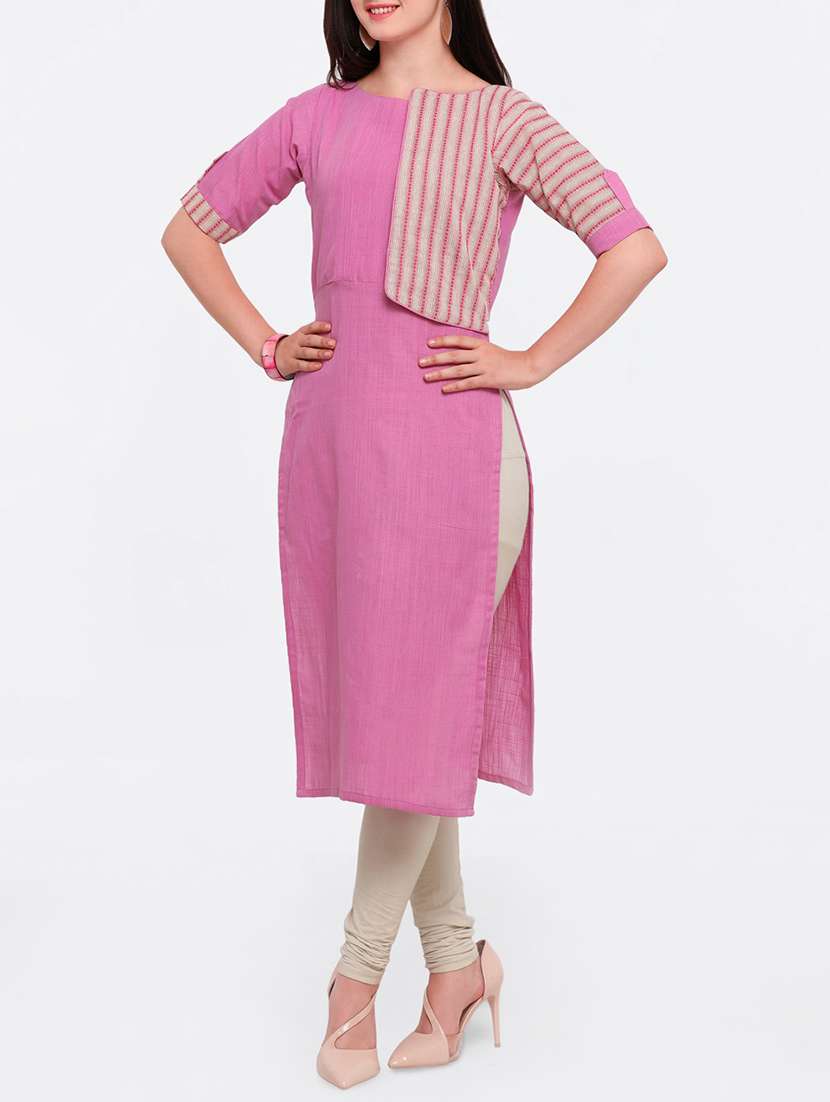 purple khadi straight kurta