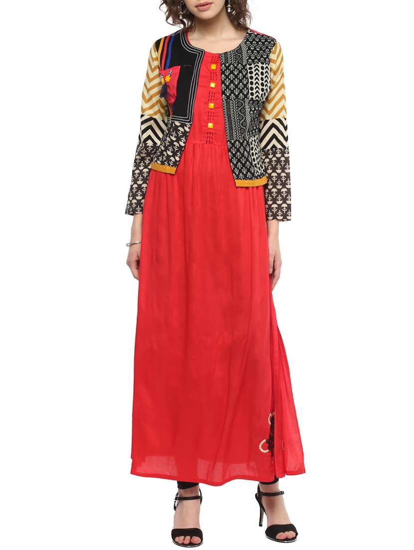 red viscose  with jacket kurta