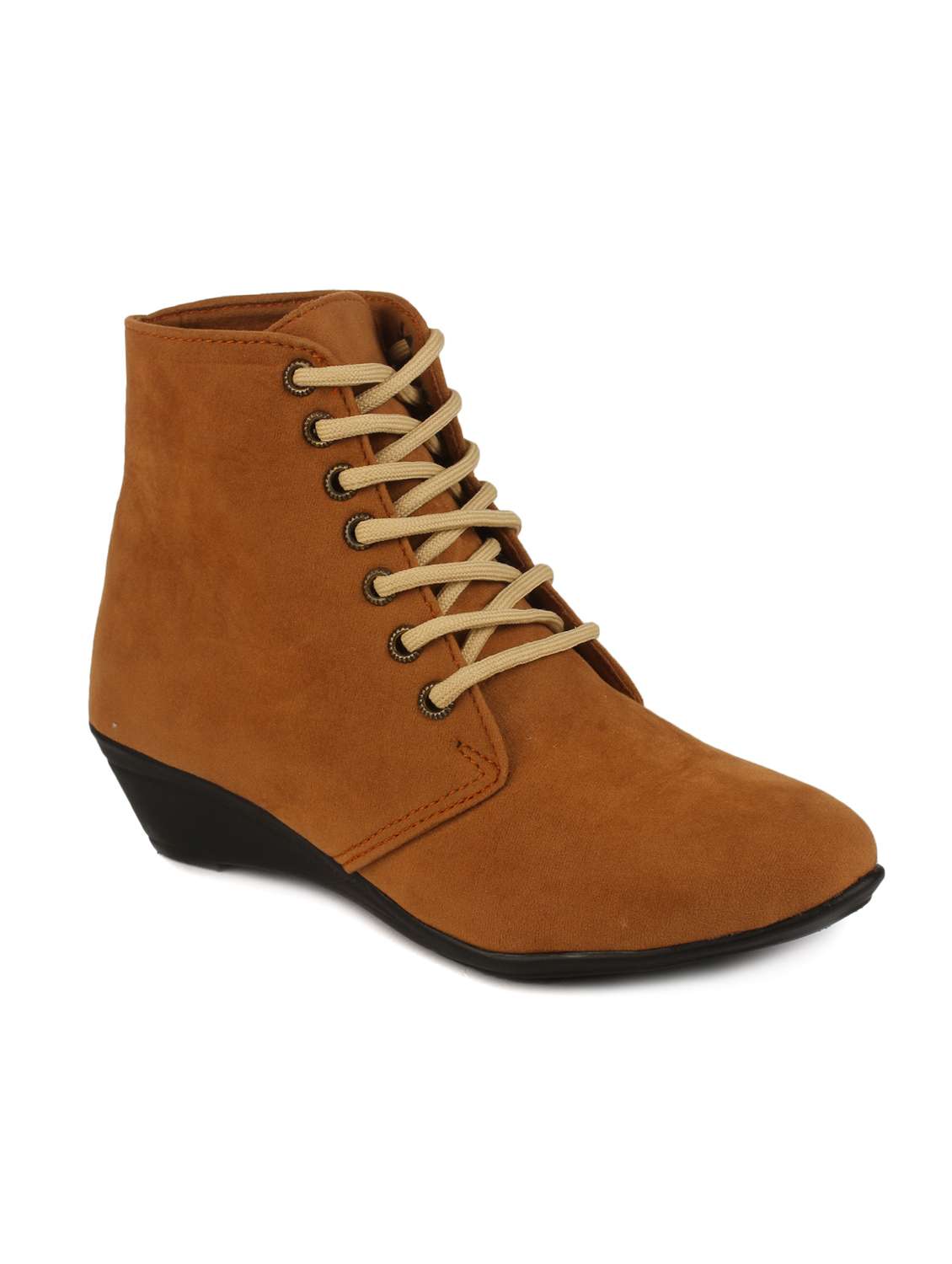 tan pu ankle  boots