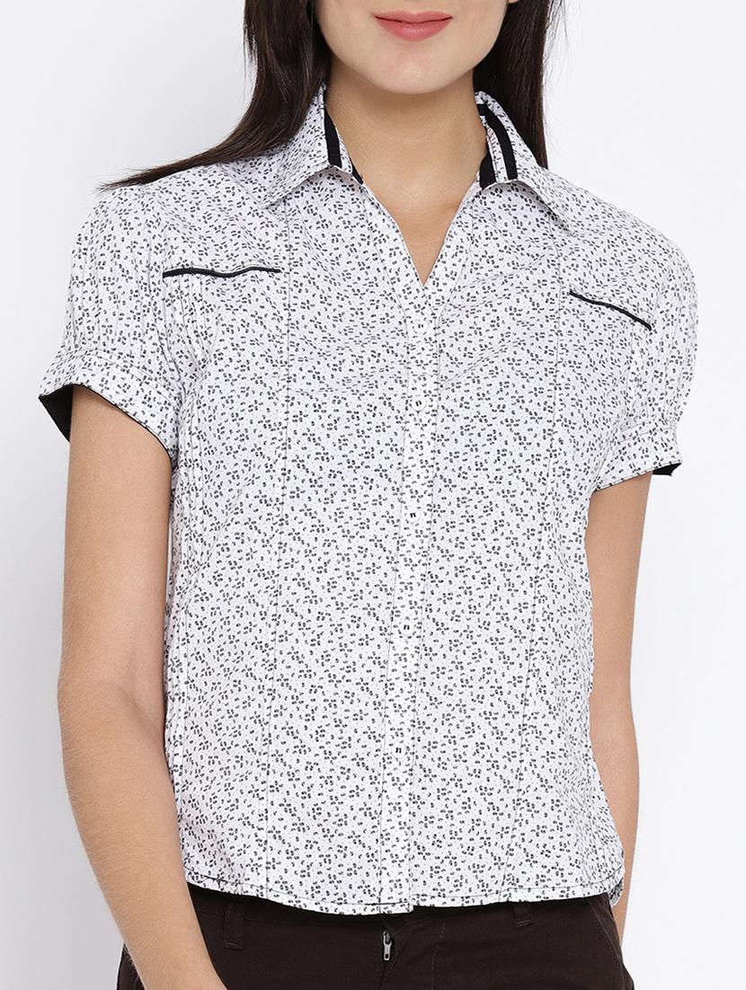 white cotton printed shirt - 15280298 - Zoom Image - 0