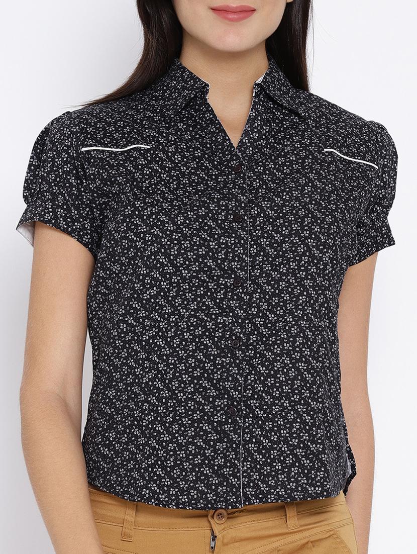 black cotton printed shirt