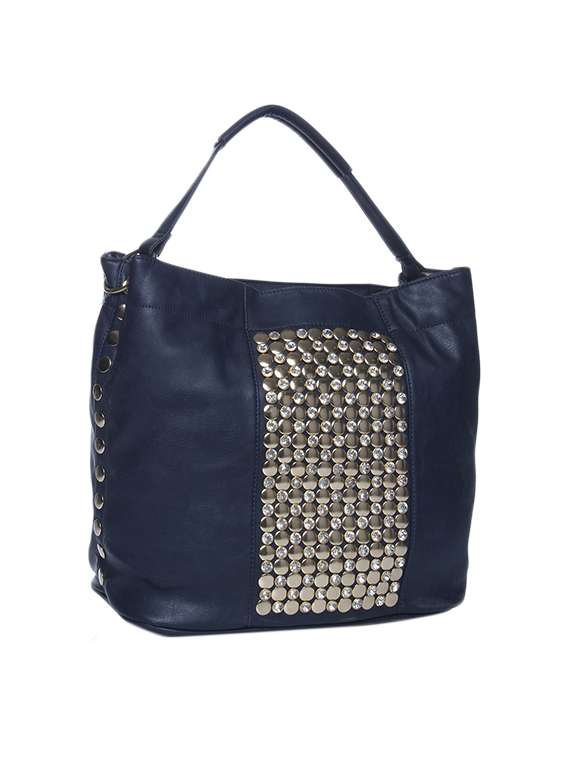 blue leatherette (pu) handbag