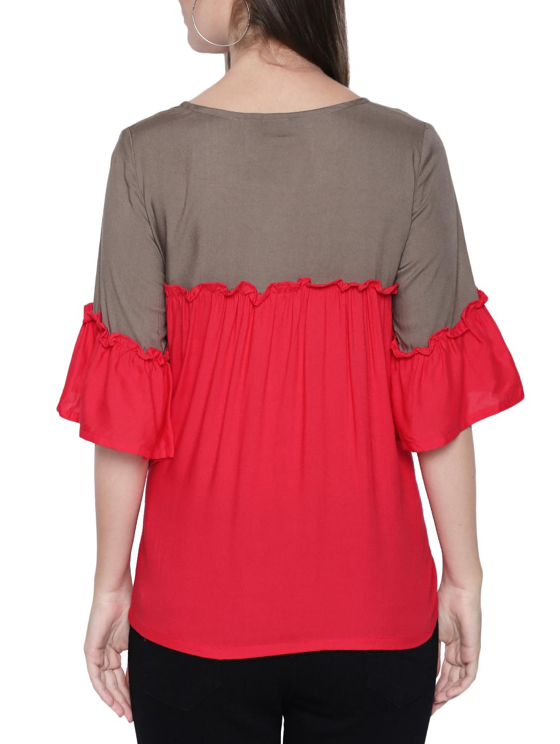 pink solid viscose color block top - 15287065 - Standard Image - 2
