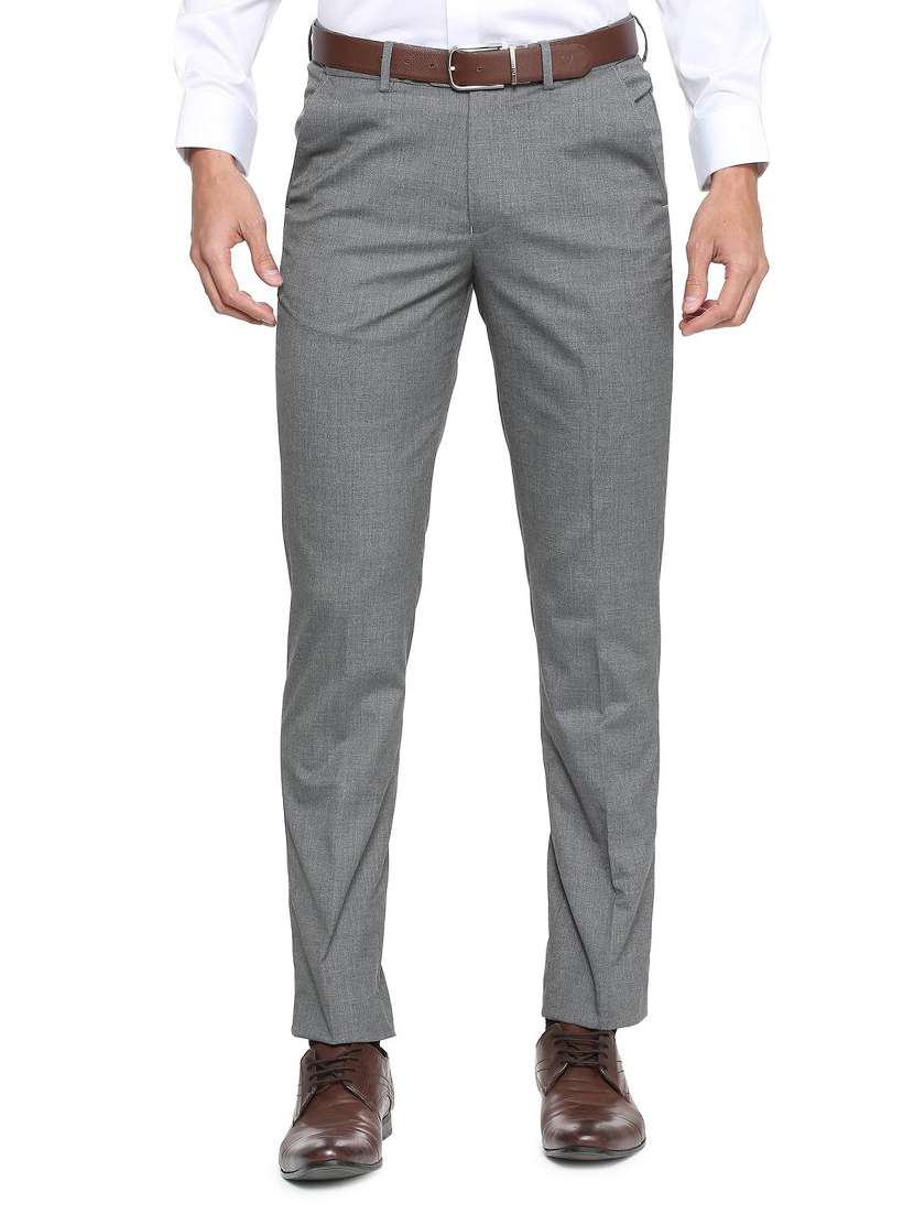 grey polyester blend flat front formal trouser