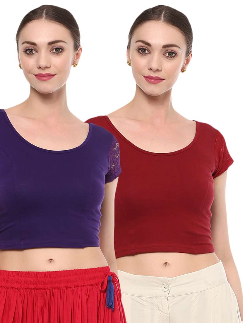 multi colored cotton lycra blouse