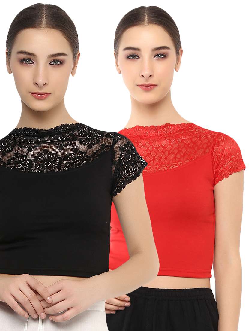 multi colored cotton lycra combos blouse