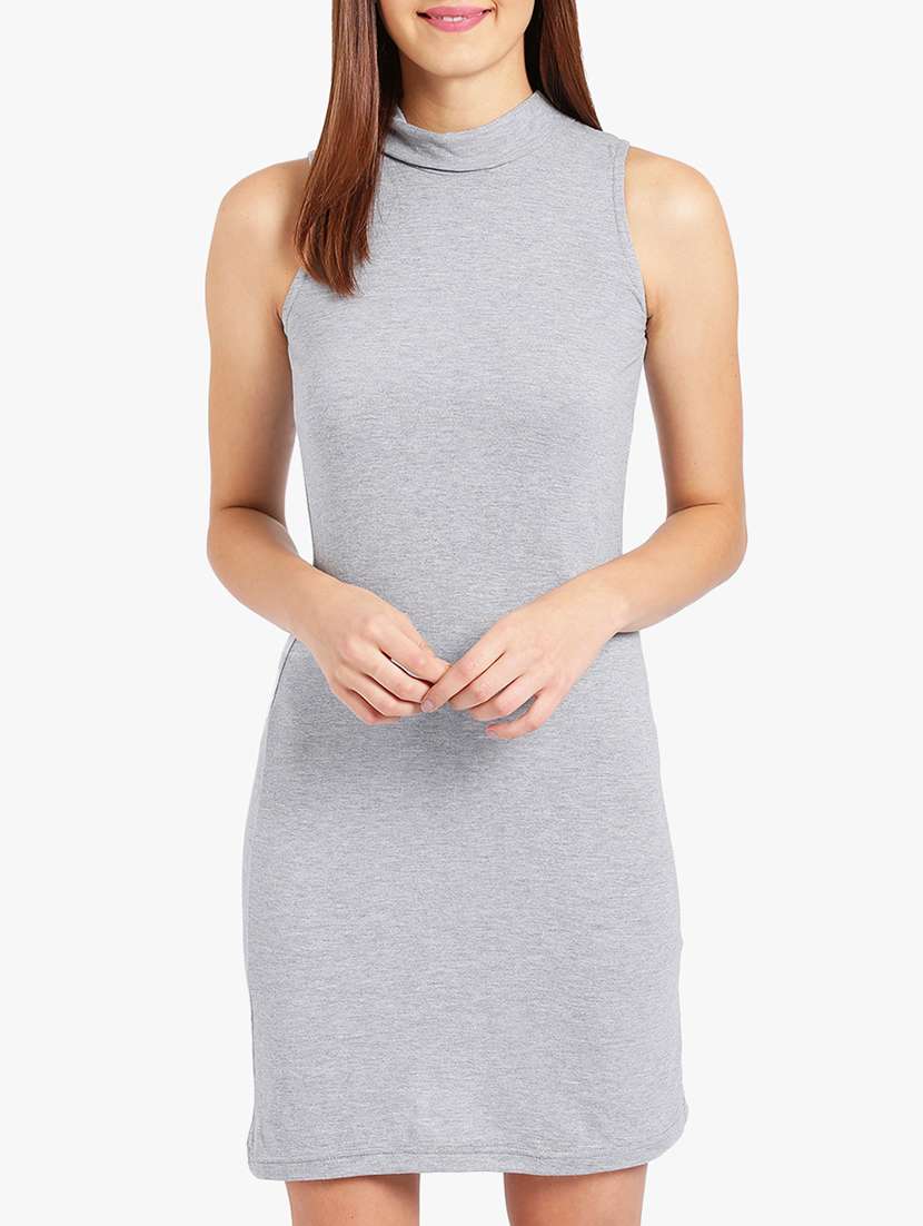 solid grey cotton sheath dress