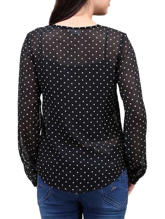 black polka dotted ruffled top - 15294960 - Standard Image - 2