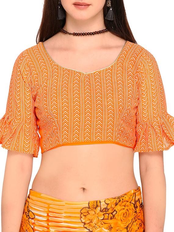 floral printed saree with blouse - 15295639 - Standard Image - 2