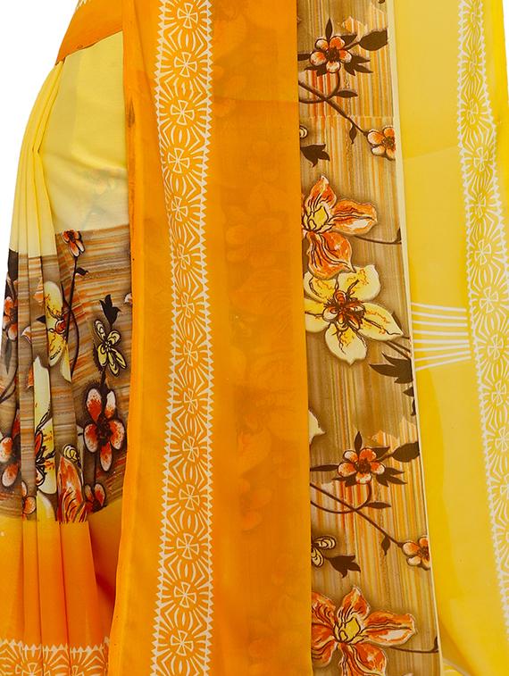 floral bordered printed saree with blouse - 15295641 - Standard Image - 2