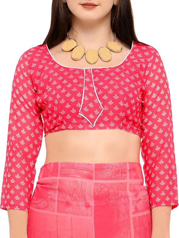 geometric printed saree with blouse - 15295647 - Standard Image - 2