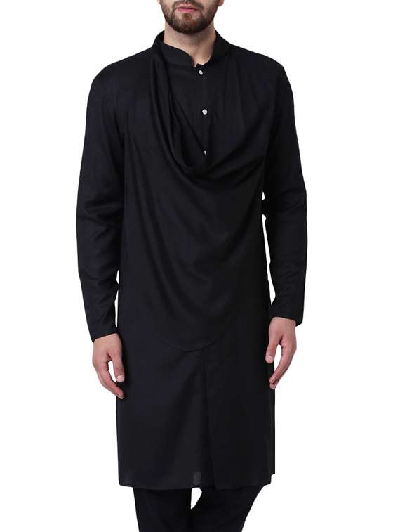 black solid long kurta