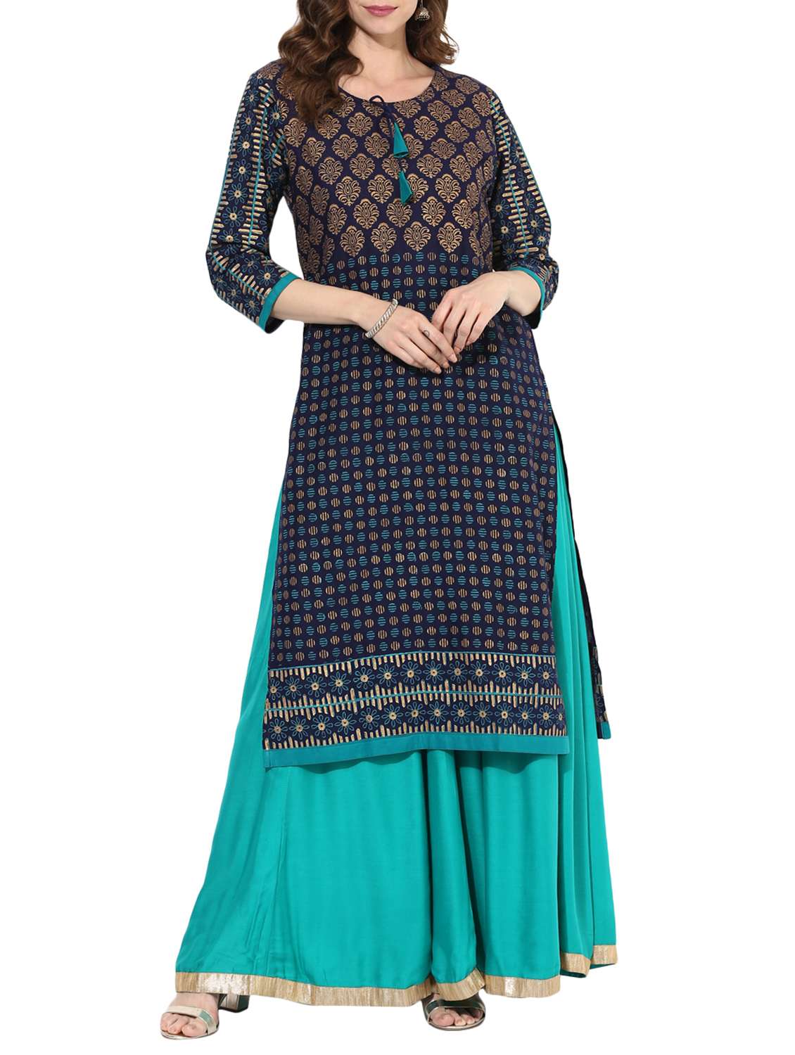 block printed straight kurta