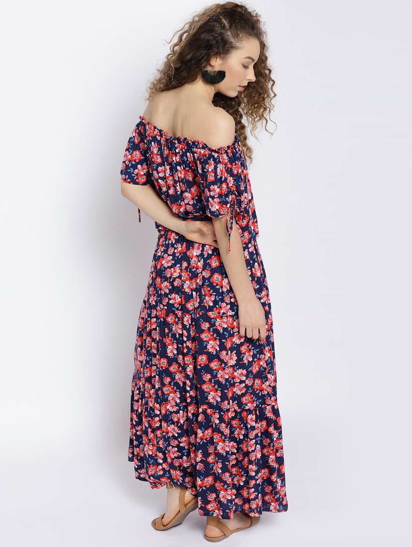 navy blue rayon printed dress - 15300770 -  Standard Image - 2
