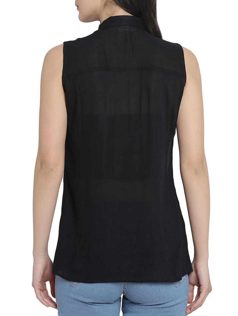 lace trim sleeveless shirt - 15301064 - Standard Image - 2