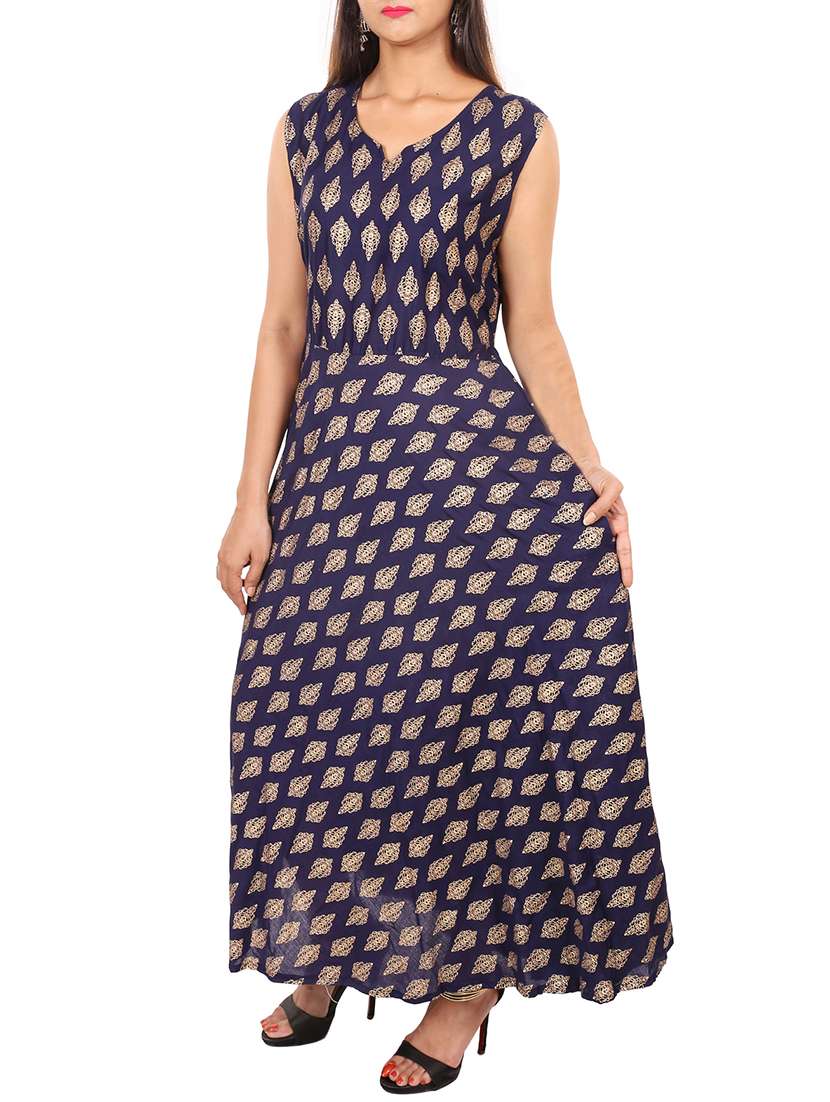 flared foil print kurta