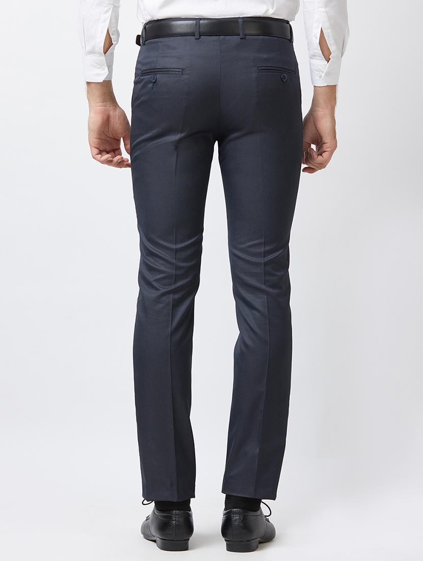 blue polyester blend flat front formal trouser - 15307313 - Standard Image - 2