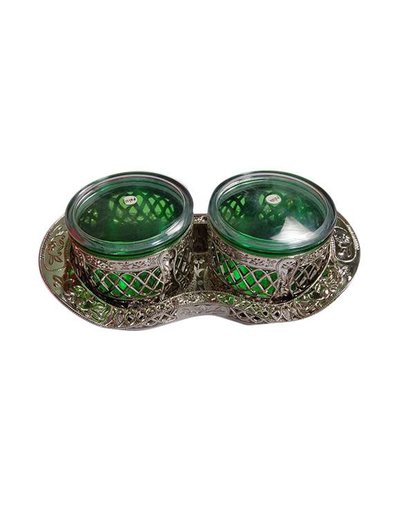 metal and glass serving set